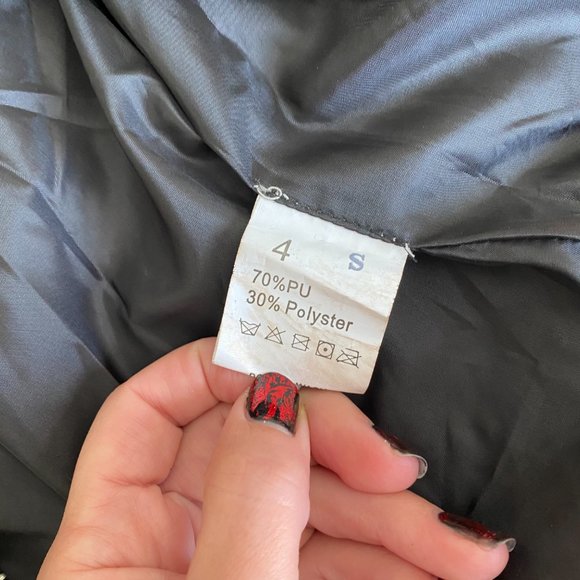 Lapel Neck Zip Up PU Biker Jacket - Picture 12 of 14